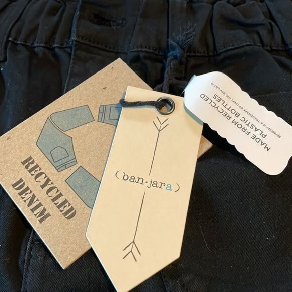 Ban.jara Womens Super High Rise Denim Shorts 7/27 Recycled Frayed Hem Black - Picture 6 of 10